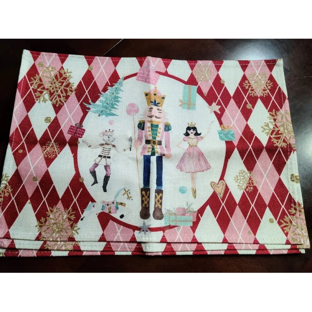Red Nutcracker Placemats Christmas Decor Xmas Holiday Table Decorations Set 4pc